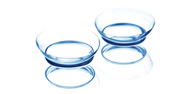 contact lenses on white background